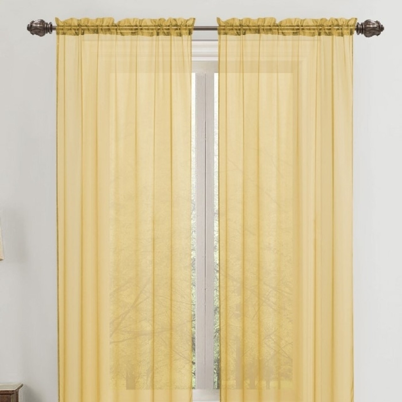 Unbranded 2-Panel: 90&#x22; Neutral Colored Celine Sheer Voile Drape Window Curtain Panel for Living Room &#x26; Bedroom